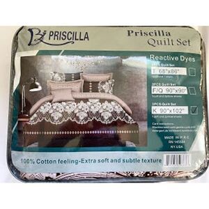 100% Cotton Feeling 3pcs Quilt Set -King Size